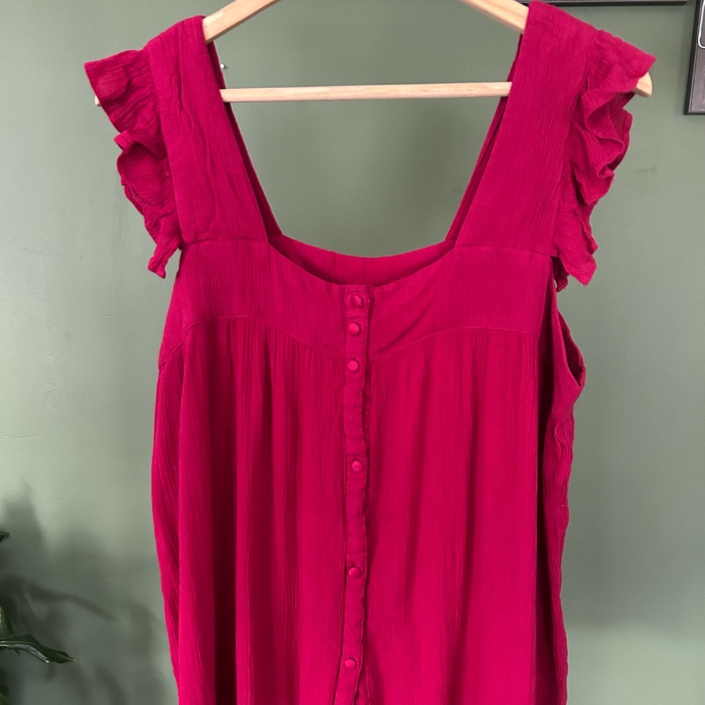 Natural Life Fuchsia Buttoned Top